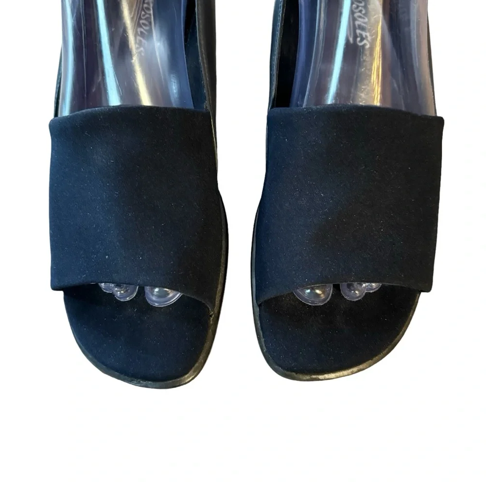 *Woman’s Aerosoles Size 8 Black Leather/Fabric Upper “Mini Pie” Wedges Shoes